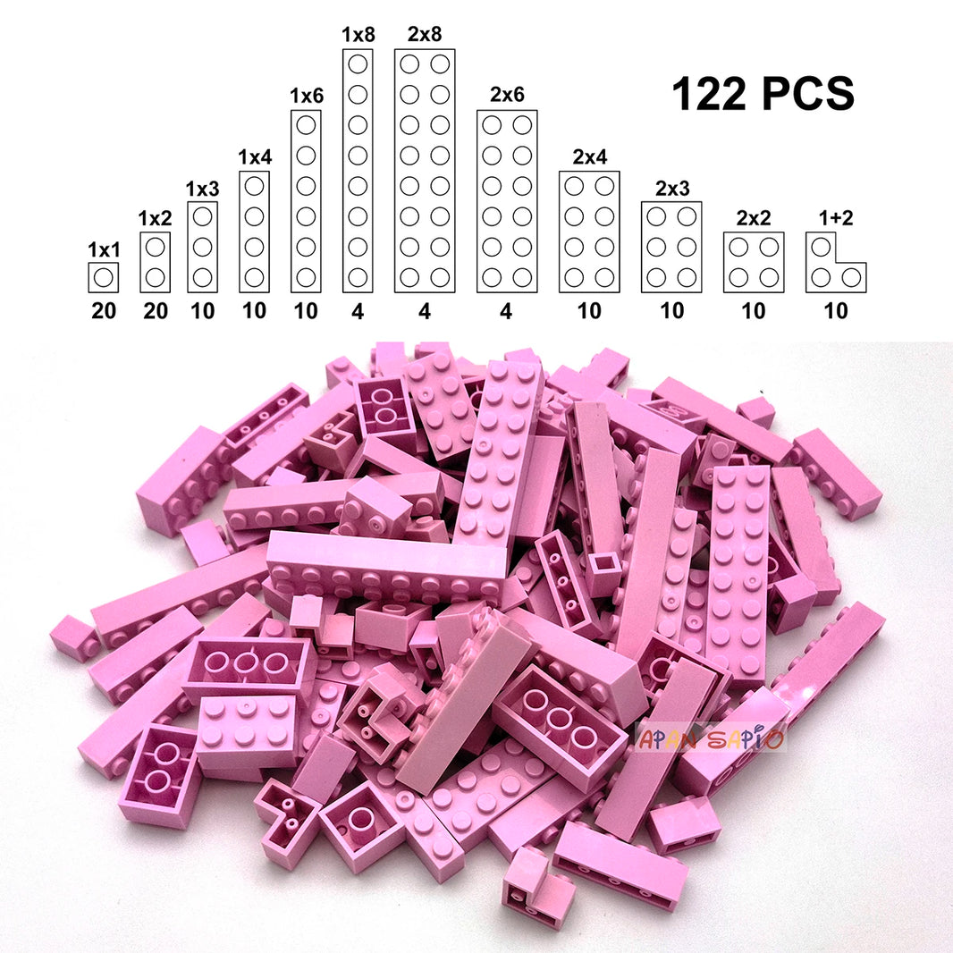 122PCS DIY Building Blocks Set – 12 Size Thick Figures, Creative Educational Plastic Bricks, Compatible with 3001 for Children