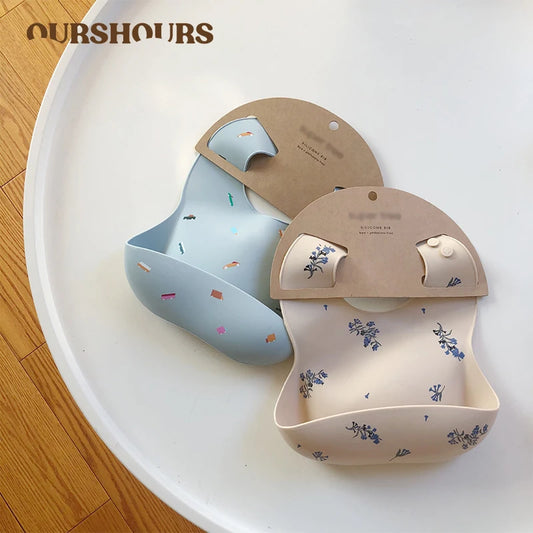 Baby Bibs Ins Style Print Waterproof Soft Silicone Baby Feeding Stuff Cute Pattern Kids Girl Boy Toddler Adjustable Children Bib - Kidzy Market