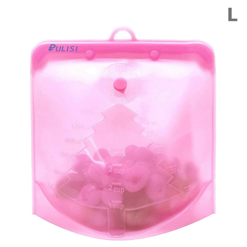 PULISI Silicone Reusable Food Storage Bags - Leakproof Containers (1500ml, 1000ml, 500ml), Fresh-Keeping, Freezer & Snack Storage