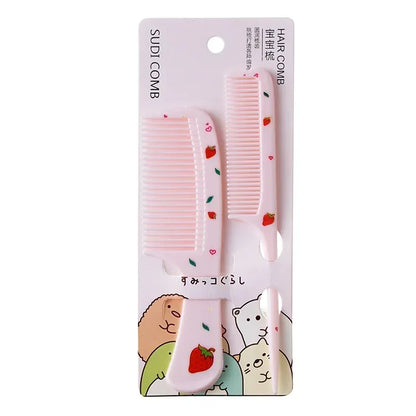 2Pcs/Set Cute Kids Hairdressing Comb - Anti-static Pointed Tail Comb for Girls - Strawberry Fruit Hair Comb