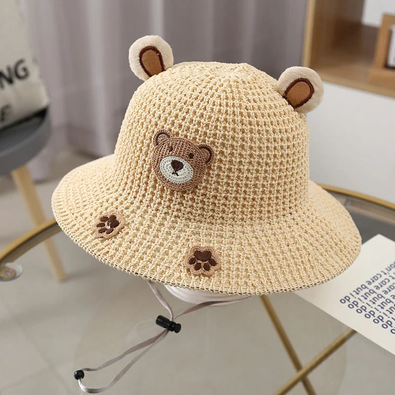 Baby & Toddler Bucket Hat with Bow — One Size Summer Beach Sun Cap, Cute Cartoon Princess Fisherman/Panama Style, Unisex