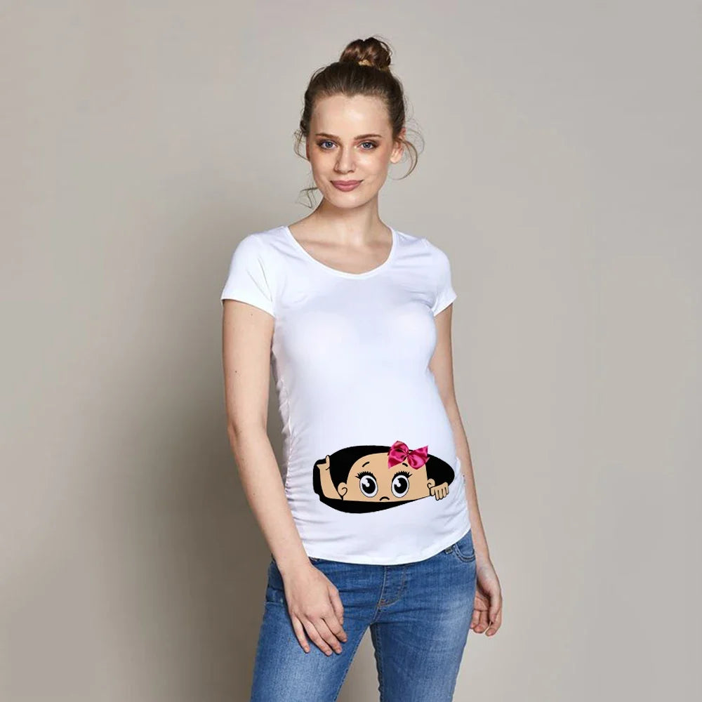 Women Pregnancy T-shirt It's A Girl Baby Print Pregnant Maternity T-shirts Funny Pregnant Women Summer Tees Tops