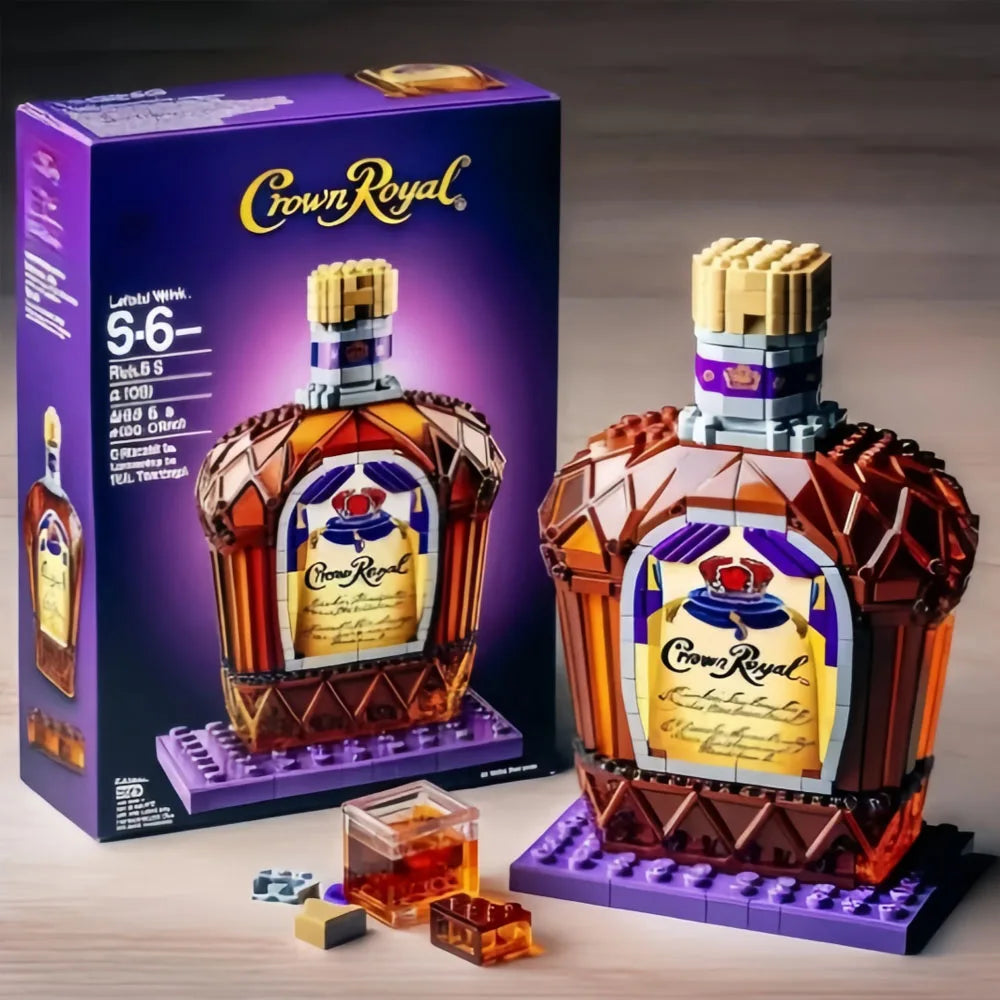 Whiskey Bottle Building Block Model – Creative Wine Bottle Assemble Toy for Home Decor