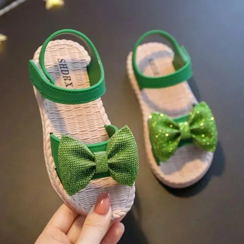 Kids’ Summer Shoes – Girls’ Bow Sandals, Non-Slip Soft Soled Korean Style Beach Sandals, Sweet Princess Shoes