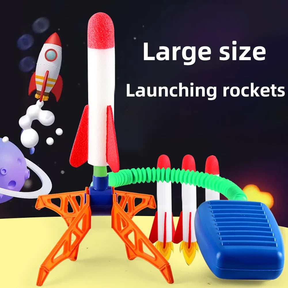 GSF Foam Rocket Launcher with Foldable Stand – Outdoor Jump & Launch Toy with Foam Rockets for Kids, Ages 3+