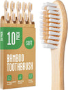 Biodegradable Bamboo Toothbrush 10 Packs, Environmentally Friendly Compostable Natural Wooden Toothbrush