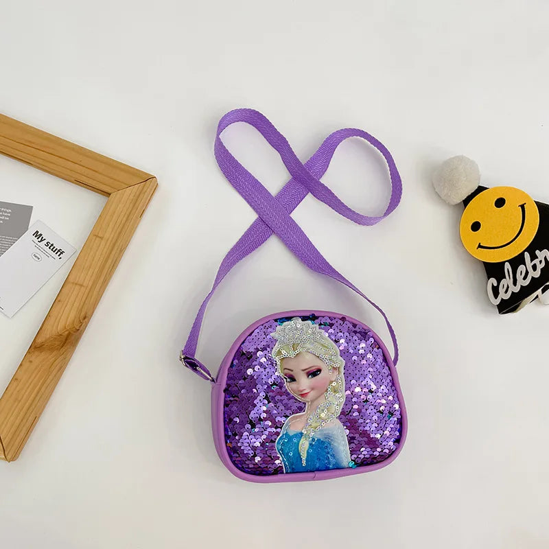 Frozen Anime Girls' Bag – Disney Princess Elsa Sequin Shoulder & Messenger Bag for Kids, Casual & Stylish - Kidzy Market