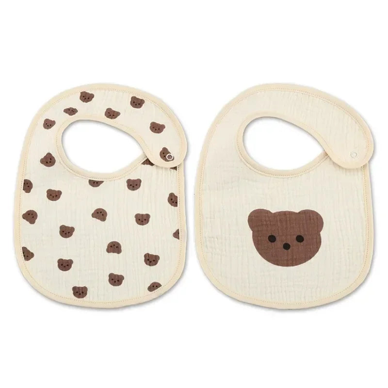 2pcs/Set Waterproof Baby Bibs – Cotton Infant Feeding Bibs, Newborn Burp Cloths, Bandana for Boys & Girls, Soft Saliva Towel - Kidzy Market