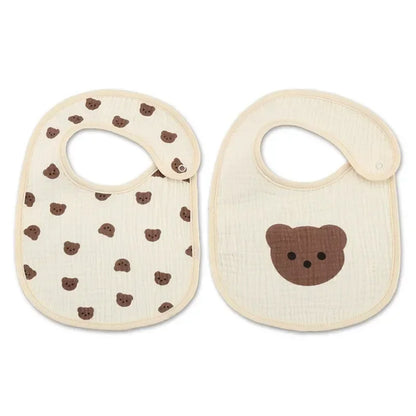 2pcs/Set Waterproof Baby Bibs – Cotton Infant Feeding Bibs, Newborn Burp Cloths, Bandana for Boys & Girls, Soft Saliva Towel - Kidzy Market