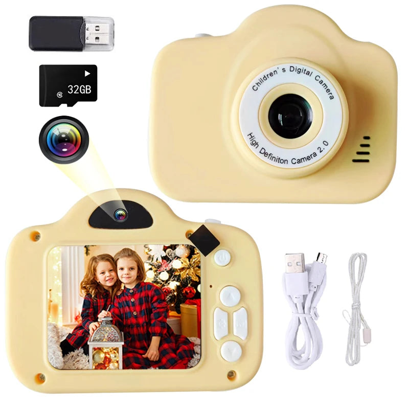 Waterproof Kids Camera with 2-Inch Color Display, 1080P HD Video, Outdoor SLR Style, Includes TF Memory Card