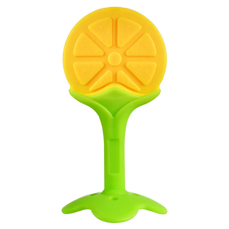 Baby Silicone Training Toothbrush - BPA Free Banana Shape Teether Chew Toy and Teething Ring for Infants
