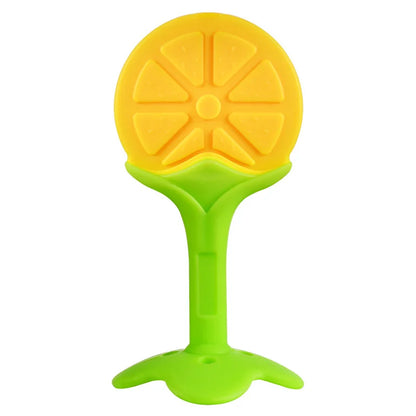 Baby Silicone Training Toothbrush - BPA Free Banana Shape Teether Chew Toy and Teething Ring for Infants