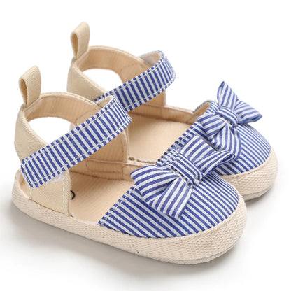 Summer Girl Baby Casual Sandals – Soft Sole Lightweight Walking Shoes with Bow Canvas