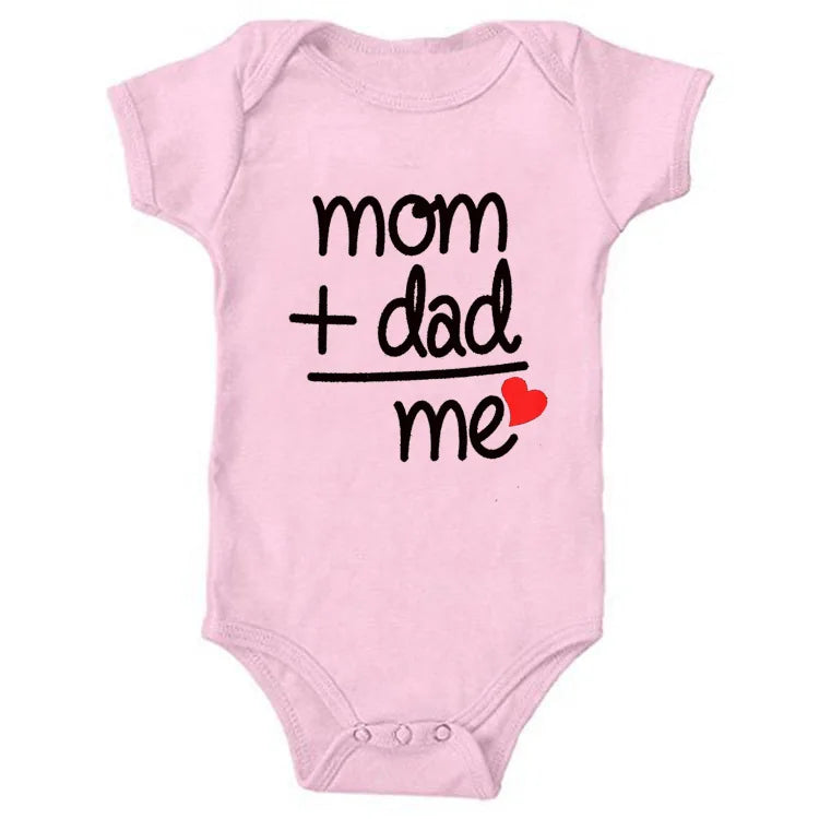 Popular "Mom+Dad=Me" Baby Romper – 100% Cotton Summer Onesie, Newborn Baby Clothes, Unisex Crawling Clothes, Comfortable and Cute
