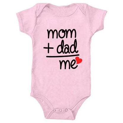 Popular "Mom+Dad=Me" Baby Romper – 100% Cotton Summer Onesie, Newborn Baby Clothes, Unisex Crawling Clothes, Comfortable and Cute
