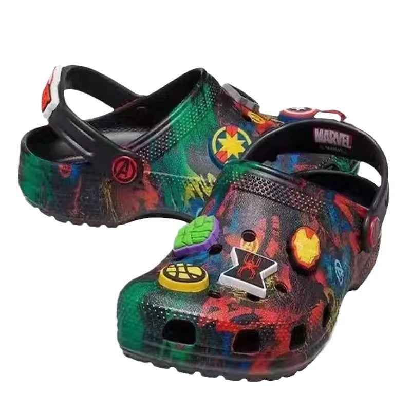 MINISO Avengers Spider-Man Cartoon Anime Hole Shoes – Children’s Anti-Slip, Anti-Odor Beach Sandals for Boys & Girls, Birthday Gift