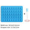 50-Grid Silicone Gummy Bear Mold with Dropper 18.5x13.5x1cm (7.3x5.3x0.4in) Cute Jelly Candy Chocolate Fondant Mold