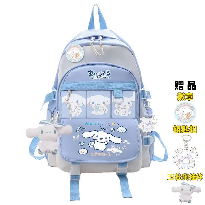 Anime Sanrio Cinnamoroll Plush Backpack – Blue Kawaii Large Capacity School Bag for Kids