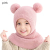 Warm Knitted Baby Hat with Two Pom Pom Balls – Full Face & Neck Cover, Windproof & Breathable Winter Beanie for Infants and Toddlers