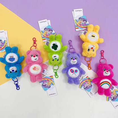 Sanrio Kawaii Care Bears Rainbow Bear Plush Keychain – Anime Bag Pendant with Sound for Kids