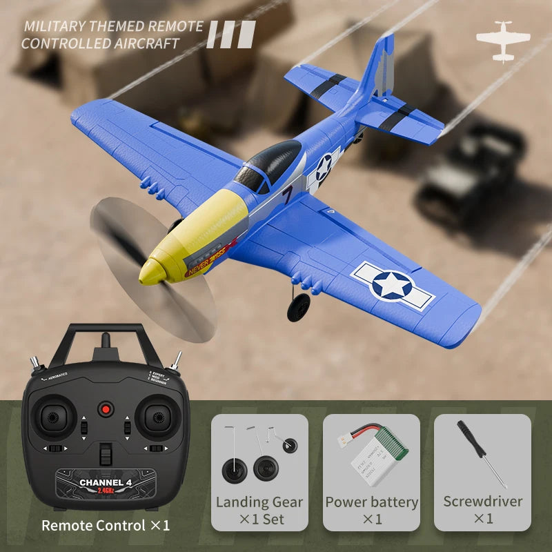 P51 Mustang RC Plane 2.4G 4CH 6-Axis 410mm (16.1 Inches) Wingspan Foam Fighter One-Key Aerobatic RTF