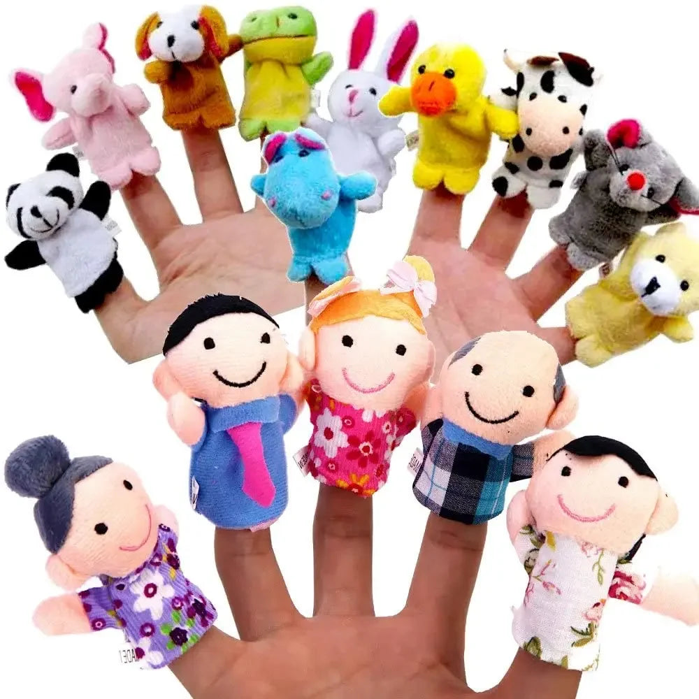 Baby Animal Finger Puppet Set, Duck Plush Hand Puppets Cartoon Family Educational Toy
