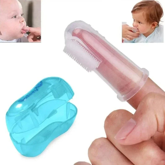 Baby Finger Toothbrush with Box, Silicone Infant Tooth Brush, Soft Rubber Training & Pet Toothbrush