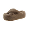 Women's Faux Fur Plush Slippers - Cozy Fuzzy Indoor Platform Slip-On House Shoes, Round Toe Winter - US Sizes 5-13