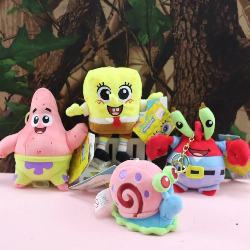 Anime Spongebob Squarepants Plush Keychain, Patrick Star Squidward Krabs Gary Toy Gift for Kids