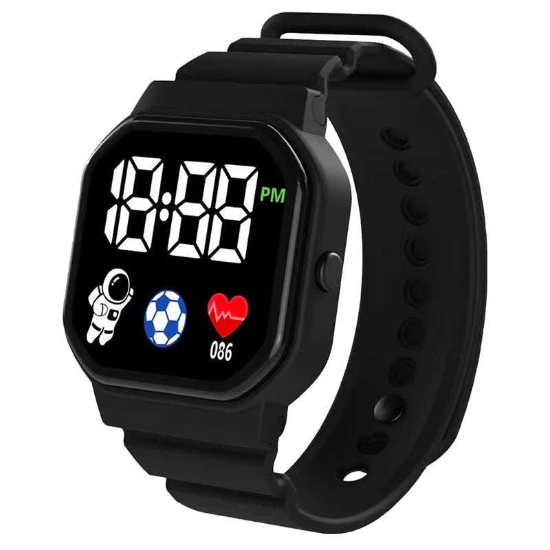 Kids Sport LED Digital Watch Spaceman Silicone Strap Waterproof Electronic Wristwatch for Boys and Girls Gift
