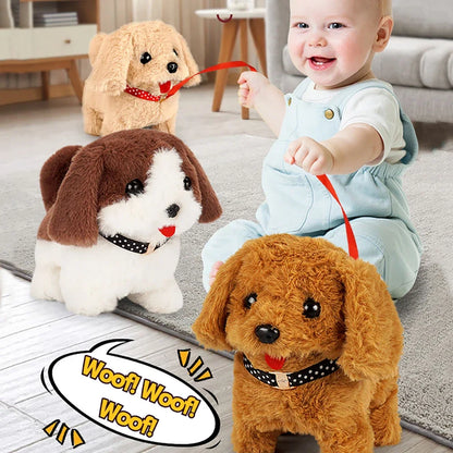 Walking, Barking Baby Toy Dog with Wagging Tail, Plush Interactive Electronic Puppy, Montessori Toy for Boys and Girls Christmas Gift