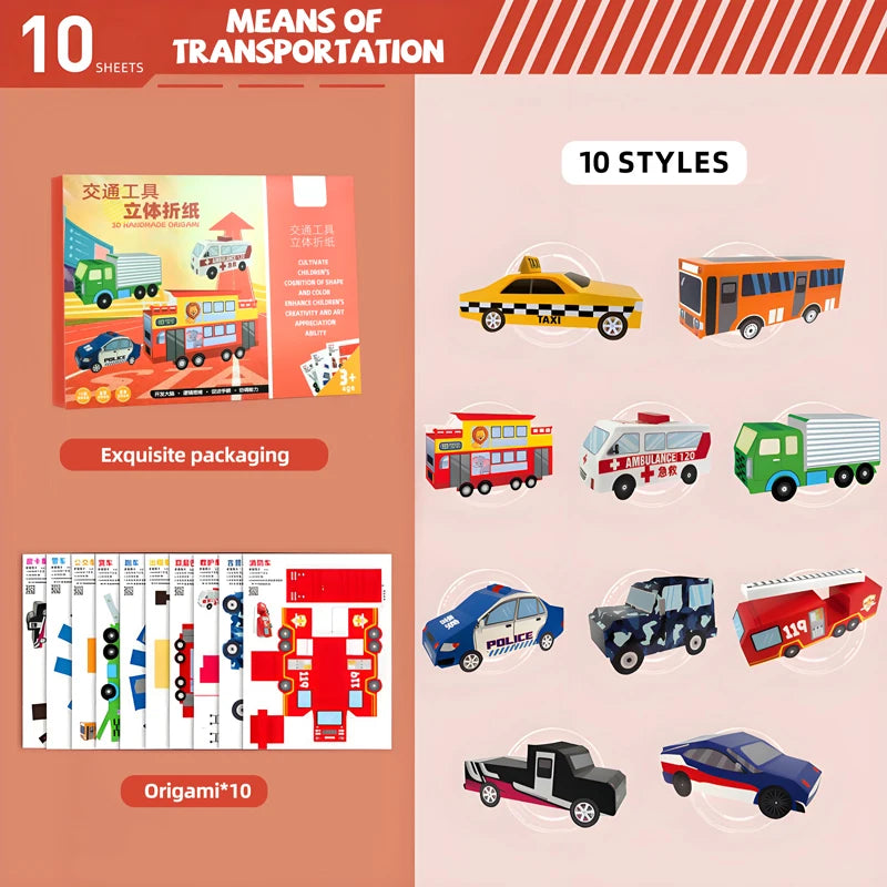 Montessori Origami Paper 13×9in (33×22cm) DIY Handicrafts Kit – 10/36 Sheets STEM Educational Toys for Children