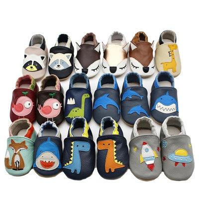 Toddler Baby Shoes – Newborn Infant Boys & Girls Soft Genuine Cowhide Moccasins, First Walkers, Skid-Proof (0-24M)