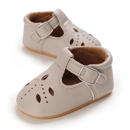 Khaki Baby Casual Shoes 0-18M Infant Toddler Bowknot Non-Slip Rubber Soft-Sole Flat PU First Walker Newborn Mary Janes