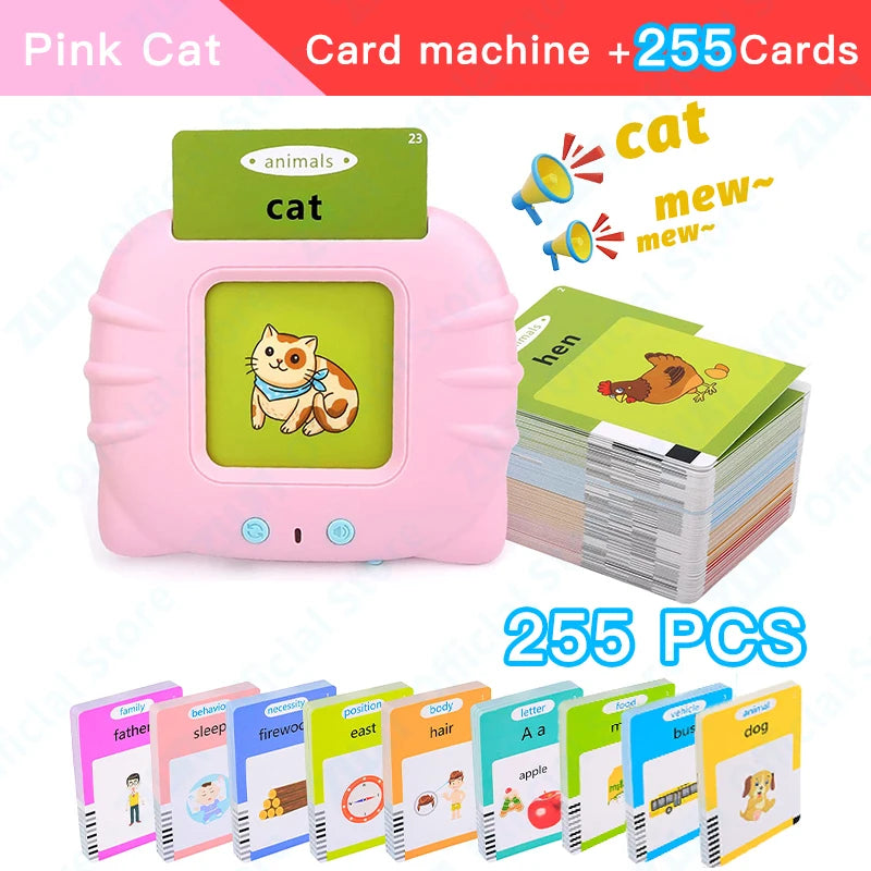 Montessori Education Flash Cards Machine - Early Educational Learning English Electronic Audio Book Toy for Children, Birthday Gift