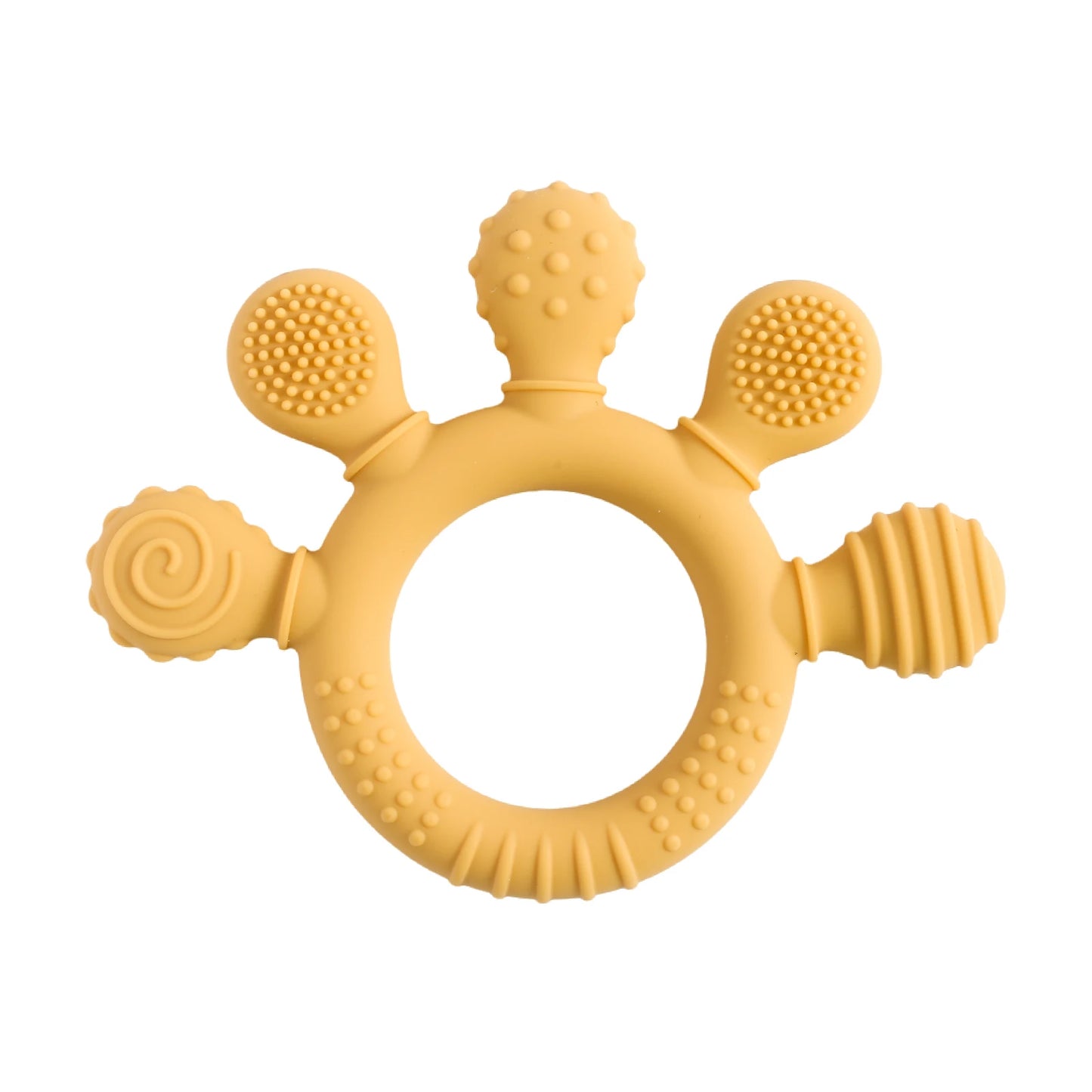 Baby Silicone Teether - Teething Toy for Infants 0-12 Months | Cartoon Rattle & Gum Relief Baby Accessories