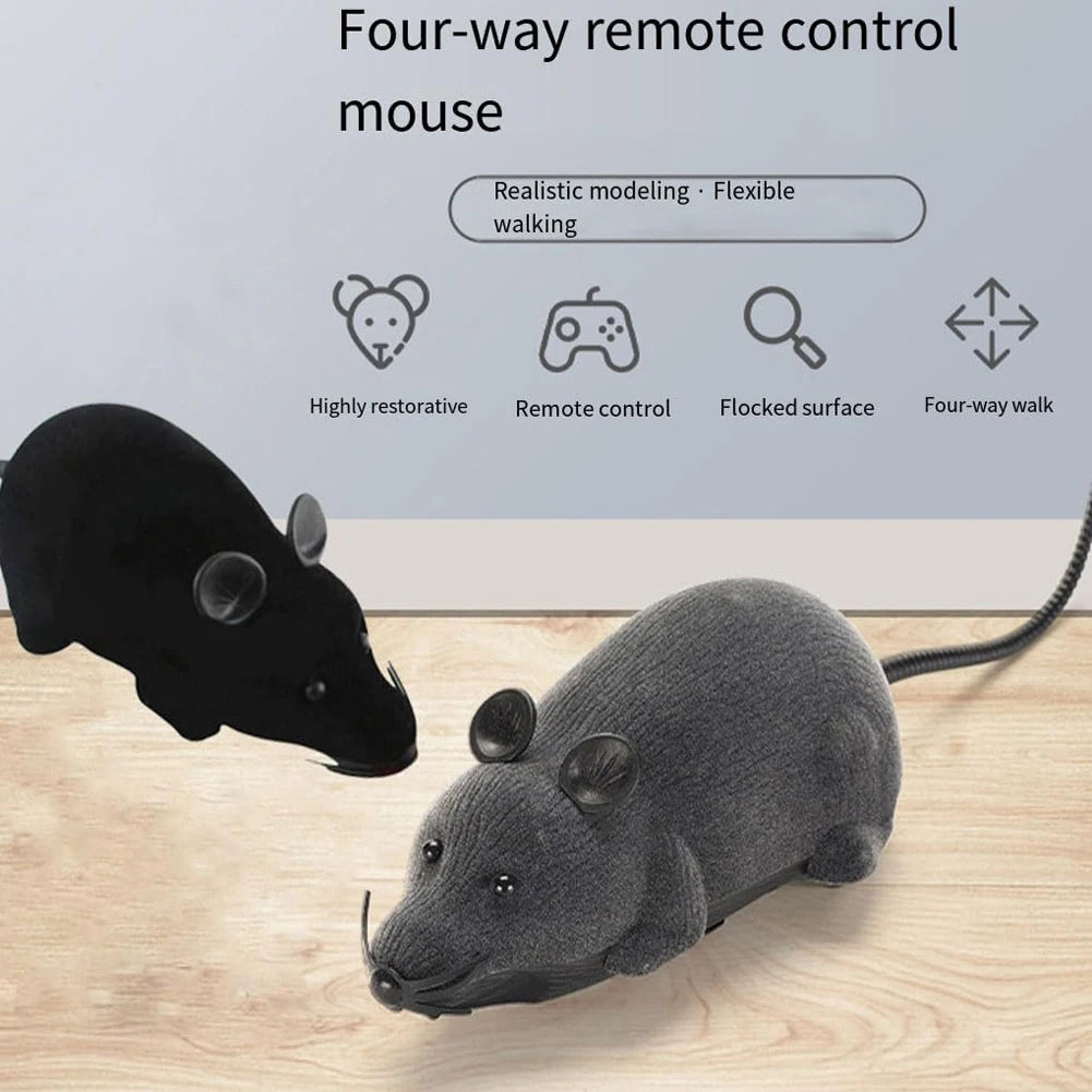 RC Robotic Mouse Cat Toy – Remote-Controlled Rat with 4 Modes, Battery Powered