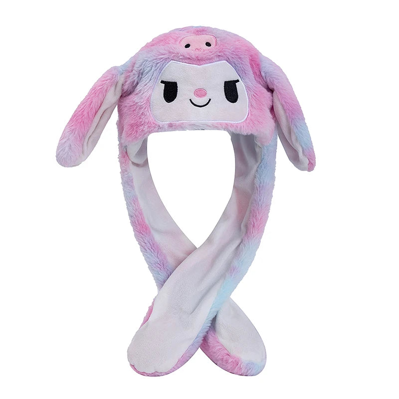 MINISO Cute Bunny Ear Plush Beanie - Moving Rabbit Ears Winter Knit Hat for Women & Girls, Fits 55–60 cm (21.7–23.6 in)