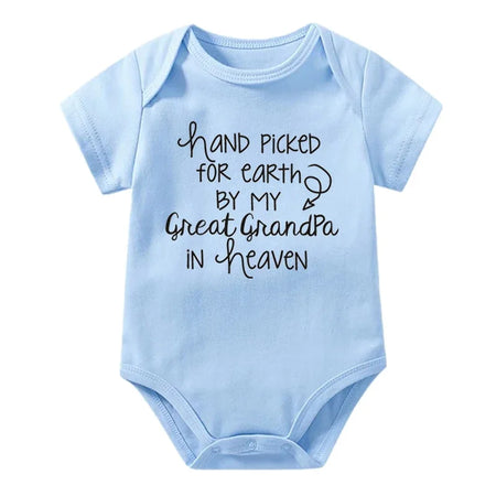 Baby Bodysuit - Hand Picked for Earth by My Great Grandpa in Heaven Printed Newborn Romper - Cotton Body Baby Girl & Boy Clothes