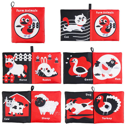 Baby Soft Cloth Books - Intelligence Development Learning Book with Teether, Rustle Sound Cognition Educational Toys for Baby