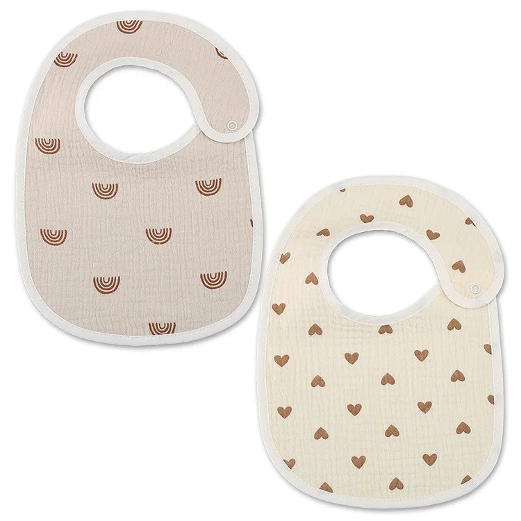 2-Piece Cotton Waterproof Baby Bib Set – Soft & Absorbent Bibs for Newborns, Ideal for Drooling & Breastfeeding (Unisex) - Kidzy Market