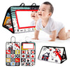 Crinkle Cloth Book - Visual Stimulation Newborn Toy, 0-3 Months Brain Development, Tummy Time Mirror Toy for Infants, Sensory Babies