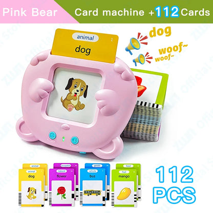 Montessori Education Flash Cards Machine - Early Educational Learning English Electronic Audio Book Toy for Children, Birthday Gift