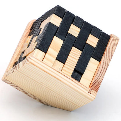 3D Cube Puzzle Luban, Interlocking Creative Educational Wooden Toy, Brain IQ Mind Game, Early Learning Gift for Children, Letter 54T