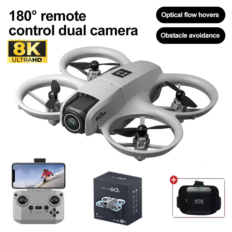 GT3 Optical Flow Localization Drone Wide Angle HD 8K Dual Camera Height Hold RC Obstacle Avoidance Foldable Quadcopter Toy