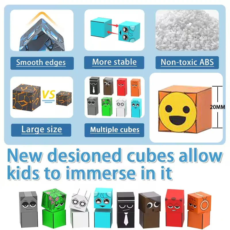 Sprunki Magnetic Building Block Cube Mine World Set for Kids 3+