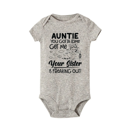 "Auntie, You Gotta Come Get Me" Baby Romper – Funny Letter Print Newborn Bodysuit – Summer Short-Sleeve Infant Clothes (0-1Y)