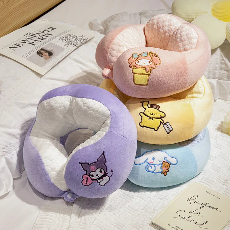 Lovely Kuromi My Melody U-Shaped Neck Pillow Kawaii Japanese Style Cinnamoroll Travel Nap Pillow Skin Friendly Thickened Girl