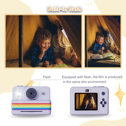 Digital Kids Camera with 2.8-Inch Screen, Portable Thermal Instant Print, HD Photo and Video Toy