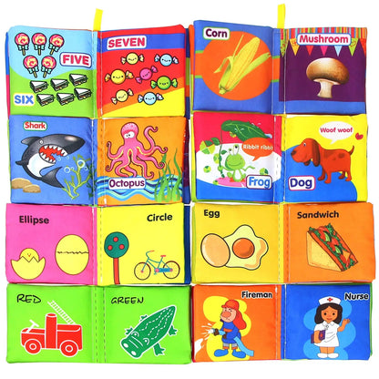 Baby Cloth Book – Intelligence Development Soft Learning and Reading Toy with Rattle for Infants 0–12 Months